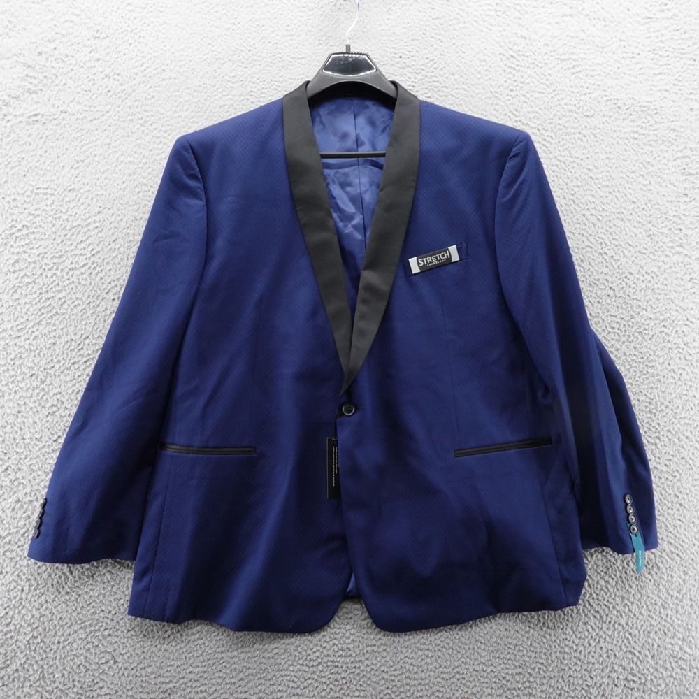 J Ferrar Mens Blue Tuxedo‎ Dinner Jacket 56 BGLG Stretch Shawl Blazer NEW $200